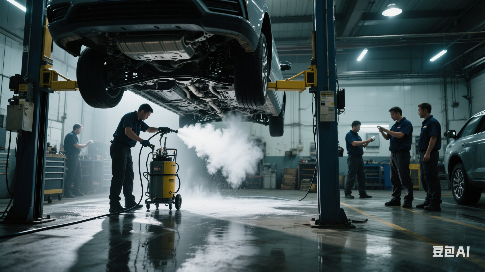干冰清洗汽車底盤，積碳 